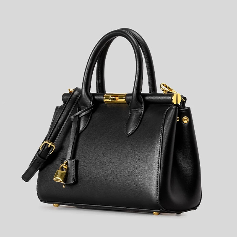 y Leather Handbag Large-capacity Briefcase With Gold Clasp Women Elegant Shoulder Crossbody Bag Clip n Tote Bag 260403