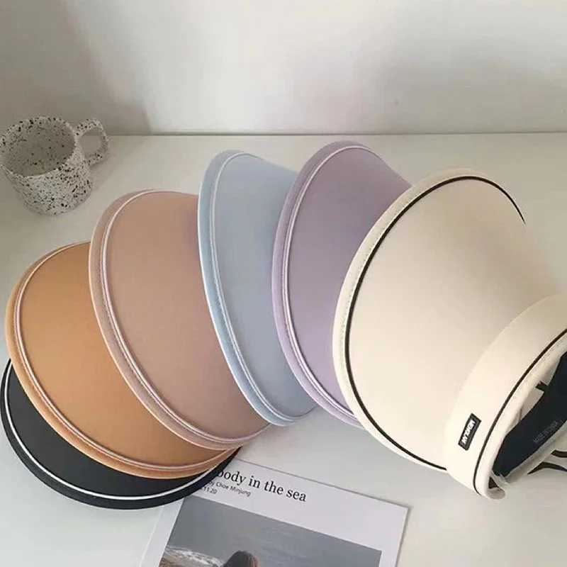 New Women Roll Up Sun Visor Wide Brim Hat Summer Foldable Packable UV Protection Empty Top Ponytail Cap For Beach Travel Bonnet H260407