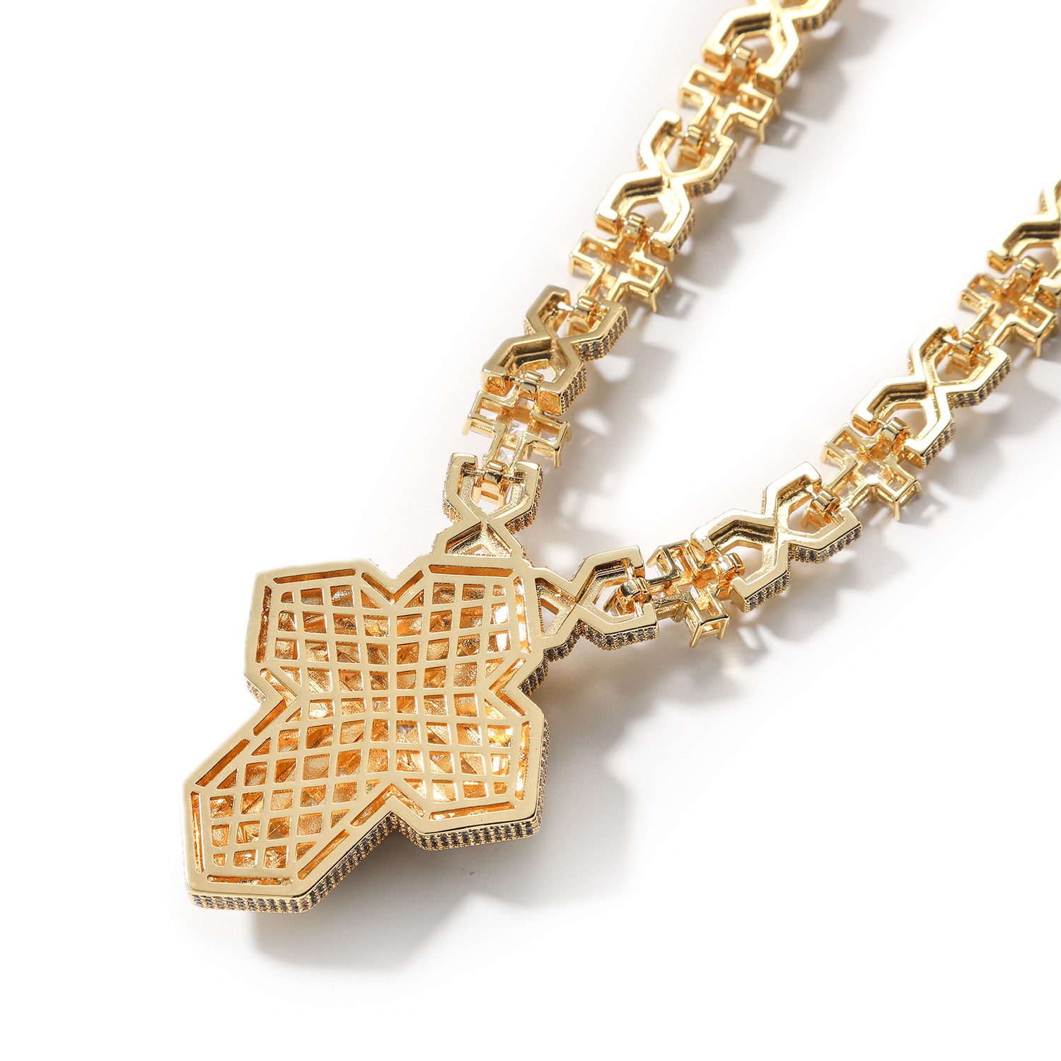 Hip Hop Infinite Cross Chain Necklace Choker 18k Gold Plated 5A Zircons Religious Jewelry