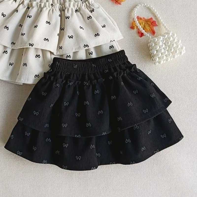 Corduroy Pleated Puffy Skirt for Kids Autumn Winter Childrens Tutu Mini Skirt New Design 2025 H260407