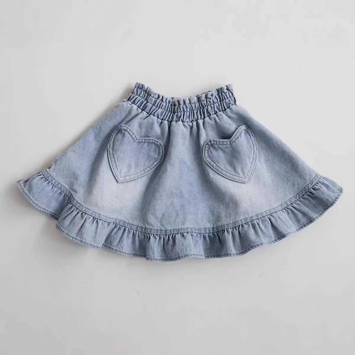 Q2799 Girls Denim Mini Skirt Spring/Summer New Arrival Korean Style Childrens Half-length Skirts for Little Girls H260407