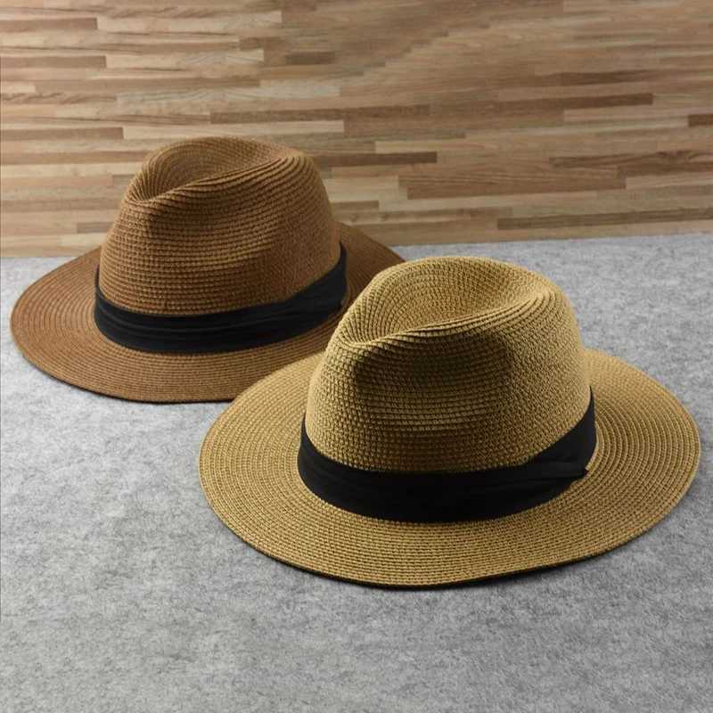 Extra Large Panama Straw Hat Summer Wide Brim UV Protection Adjustable Beach Sun Hat for Women Men Travel H260407