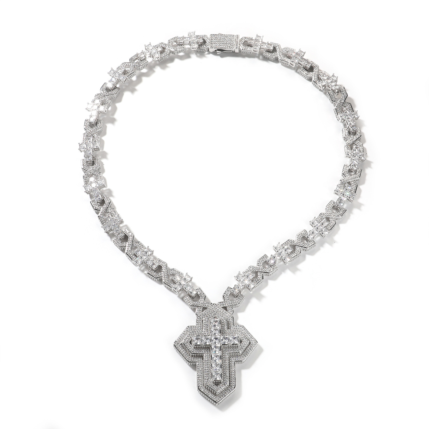 Hip Hop Infinite Cross Chain Necklace Choker 18k Gold Plated 5A Zircons Religious Jewelry