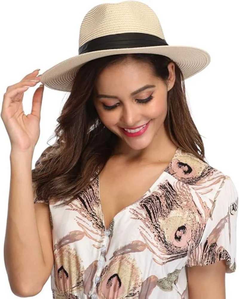 1 PC 3Collapsible Sun Protection Fashion New Straw Hat Solid Color Casual Wide Brim Beach Hat Women Summer Cap H260407