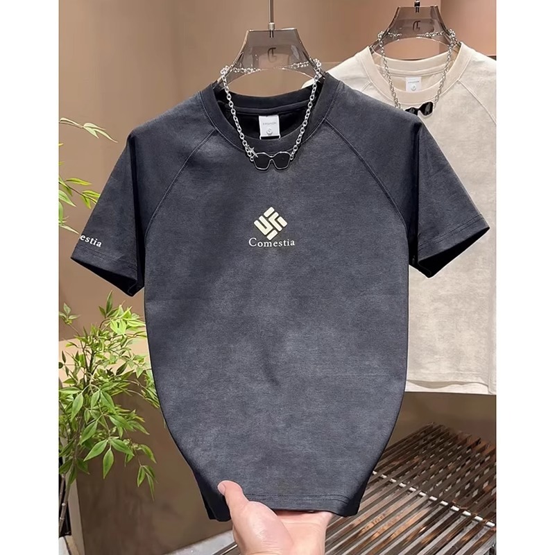 Luxury Brand Designer 2026 Summer New Fashion Trend Tie-Dye Short-Sleeve T-Shirt for Men Round Neck Top Casual Letter Embossed Half-Sleeve
