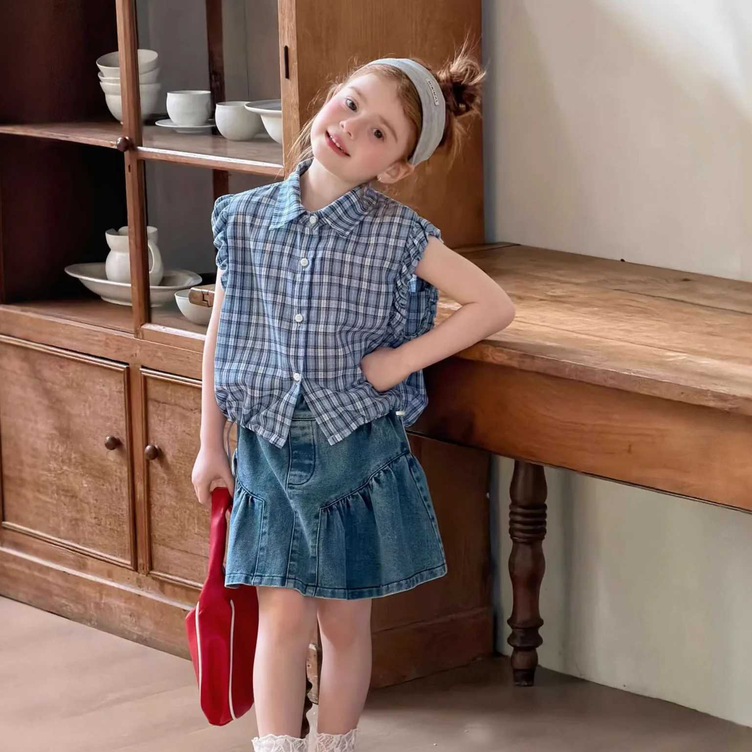 Girls Skirt 2026 Spring and Summer New Childrens Clothing Korean Style Girls Baby Fashion Flouncy Jeans Skirt Simple Daily H260407