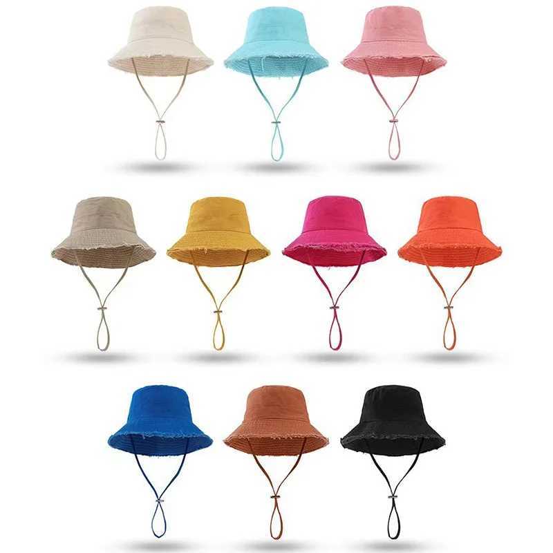 Summer Frayed Edge Bucket Hats Woman Outdoor Casual Sun Hat Sun Hat Beach Travel Sunshade Panama Hats XKYFM02 H260407