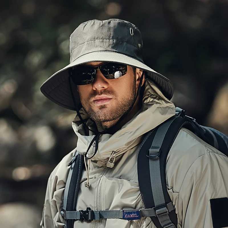 Fishermans Hat Fashionable and Versatile Sunscreen Mountaineering Hat Adjustable Breathable Waterproof Outdoor Camping Hat New H260407