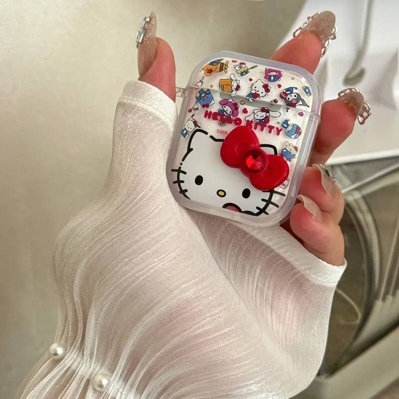 Designer Cute Sanrio Hello Kitty Earphone Case For Airpods 1 2 3 4 Pro 2 Wireless Bluetooth Headset Protective Soft Cover With Pendant