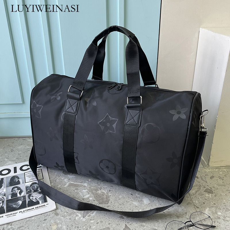 2026 New Arrival Monogram Duffle Bag for Women - Premium Black Nylon Travel Duffel, Luxury Large Capacity Weekender Overnight Bag