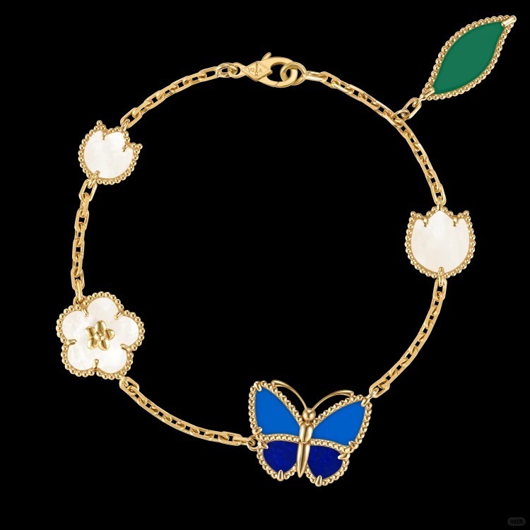 Bracelet New Blue Butterfly Bracelet Fashionable And Unique Four-Leaf Clover Bracelet Light Luxury Limited Edition Floral Pattern Bracelet For Women