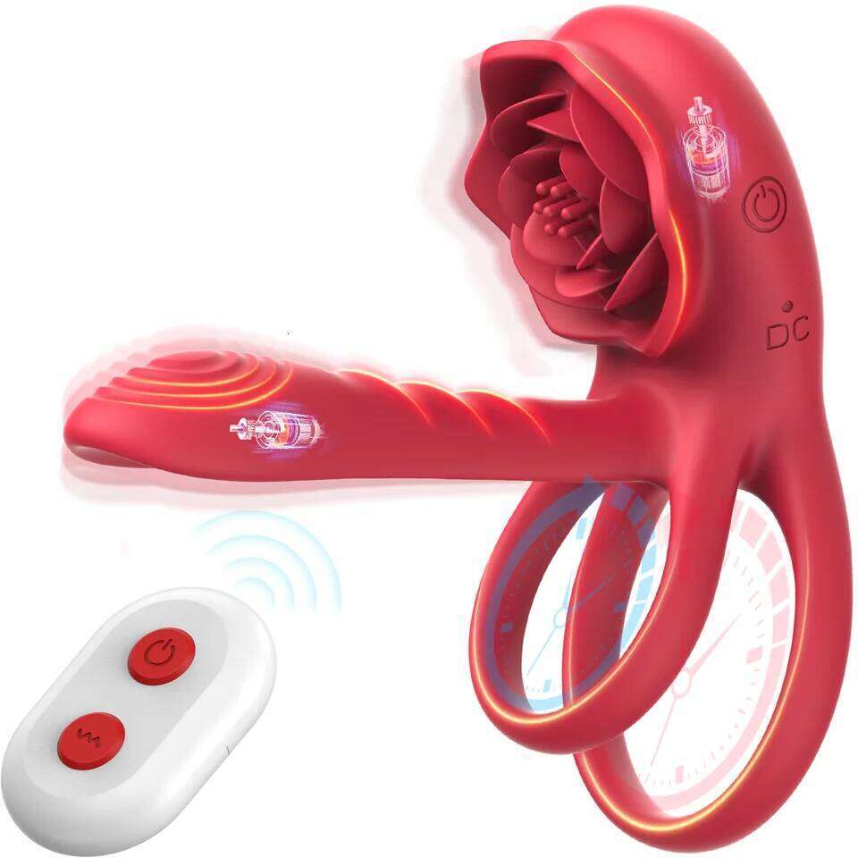 Powerful Rose Vibrating Cock Vibrator Penis Sleeve Sucking Stimulator G-spot Erection Ring Clitoral Couples Adult Sex Toy 26H0323
