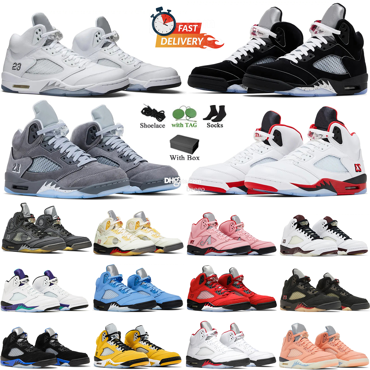 Basketball Shoes 5s 5 Sneakers For Men Black Metallic Reimagined Medium Soft Pink Muslin Fire Red Racer Blue Unc Aqua Trainers Sports