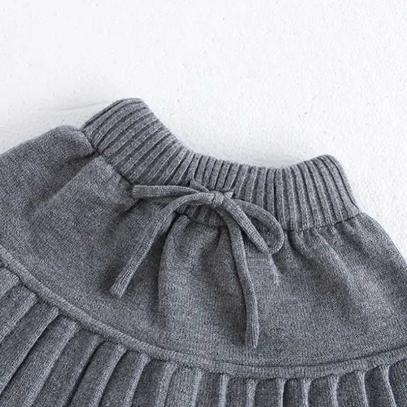 2026 Spring New Knitted Cotton Infant Kids Pleated Skirt Girls Cute Solid Double Layered Dress Children Thin Knitted Shorts H260407