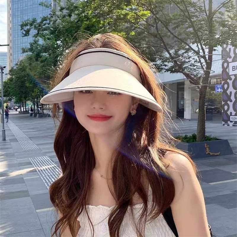 Summer Large Brimmed Empty Top Sun Protection Hat for WOMENS UV Protection Sun Hat Sun Protection Hat for Showing Face Small H260407
