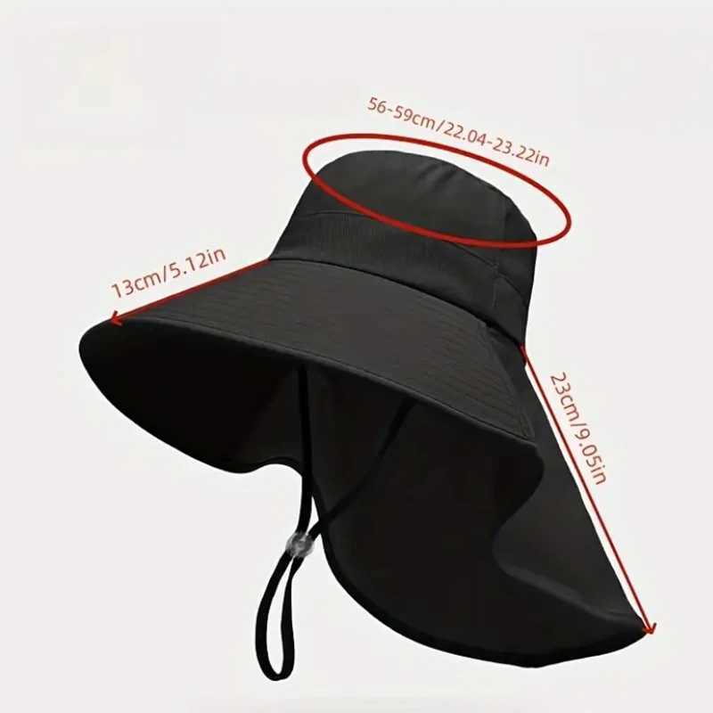 New summer ponytail hat with large brim sun visor womens neck protection fishermans hat outdoor hat H260407
