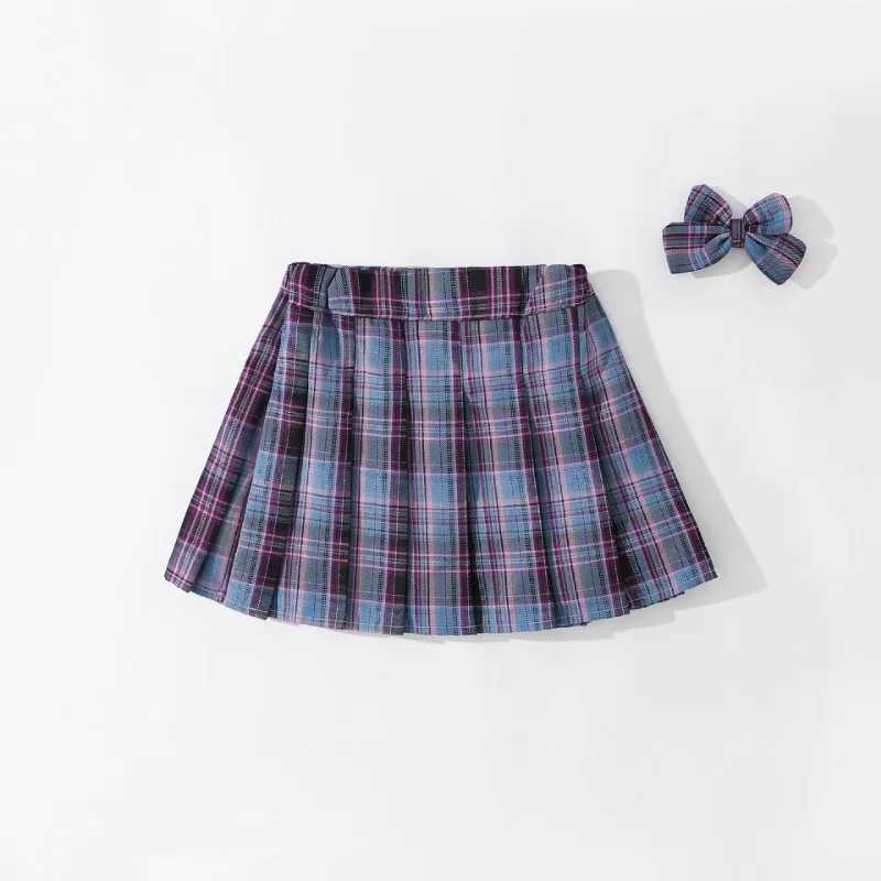 2pc Childrens Suit for Girls Summer Cute Bow Pleated Skirt Sets Casual Outfit Baby Kids Clothing H260407