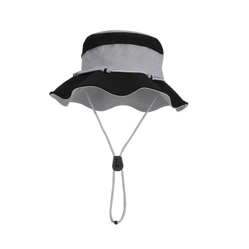 Spring Summer Lightweight Mesh Breathable UV Protection Fisherman Hat Foldable Large Brim Bucket Cap Men Women Outdoor Sun Hat H260407