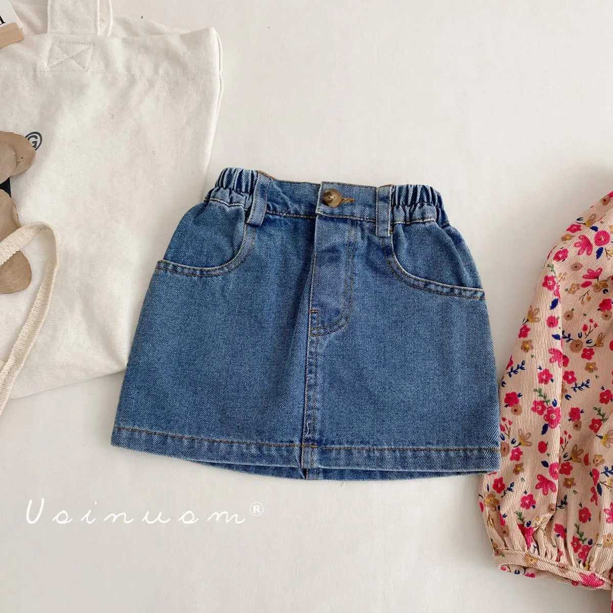 Girls Clothing Denim Short Skirt Summer Korean Baby Girl Half Skirt Children Half Body Wrap Buttocks Versatile Skirt H260407