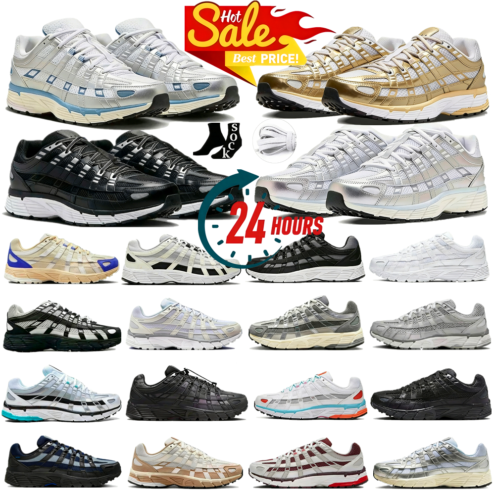 Designer Shoes P6000 Mens Shoes 6000 Running Shoes for Men Women Sneakers Triple Black White Khaki Blue Metallic Silver Casual Womens Outdoor Sports Trainers