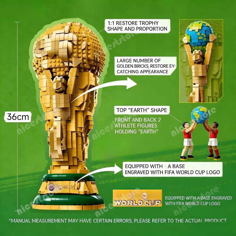 New LEGO Trophy Building Blocks 2842Pcs Standard Particles High Quality 1:1 Size Perfect Eeplica Legoes Set World Cup Ball As