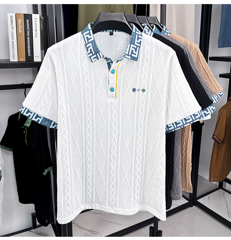 2026 Luxury Designer Men's Knitted Short Sleeve Polo Shirt Premium Geometric Collarhigh-end Business Casual Top Exclusive Embroidery Detail Elega