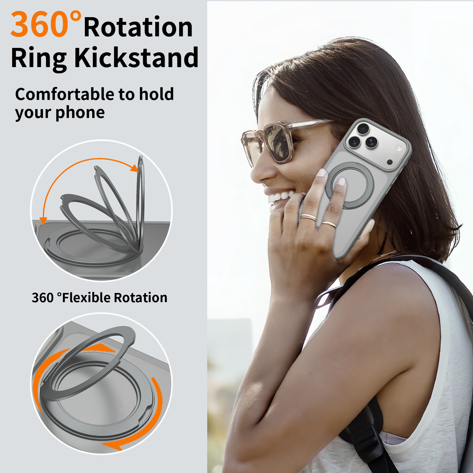 360° Rotatable Stand Magnetic Case for iPhone 17 Pro Max 16pm Matte Shockproof Phone Cover with 16pm MagSafe Bracket