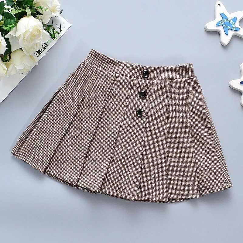 Baby Girls Half Skirt Spring Autumn Girls Plaid Pleated Skirt Cute Girls Woolen Skirt H260407