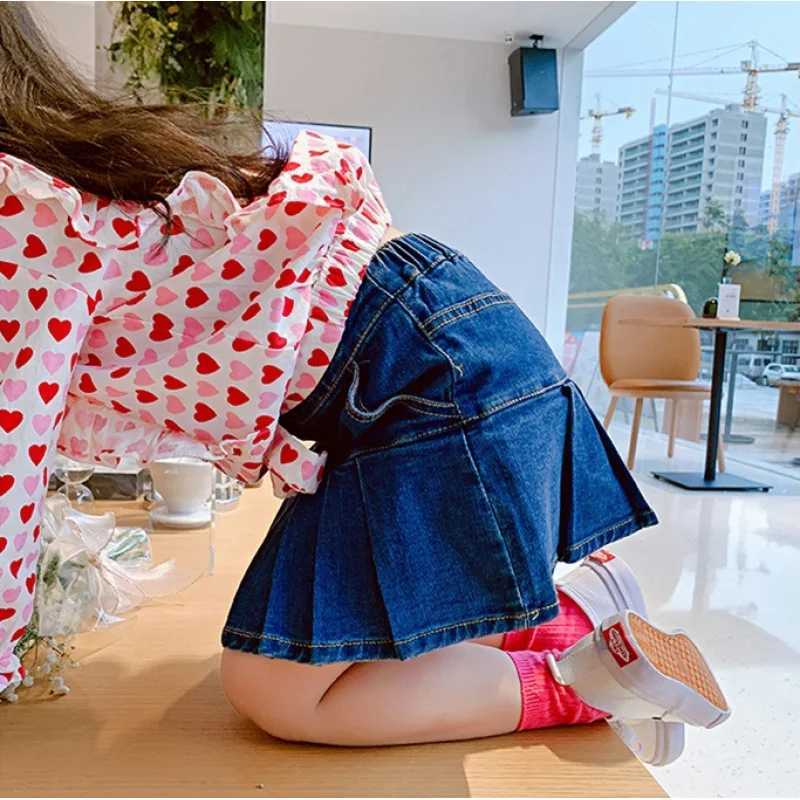 Baby Kids Denim Skirt for Girls Fashion Clothing 2025 New Childrens Blue Solid Color Lightweight Skirt 1-8 years H260407