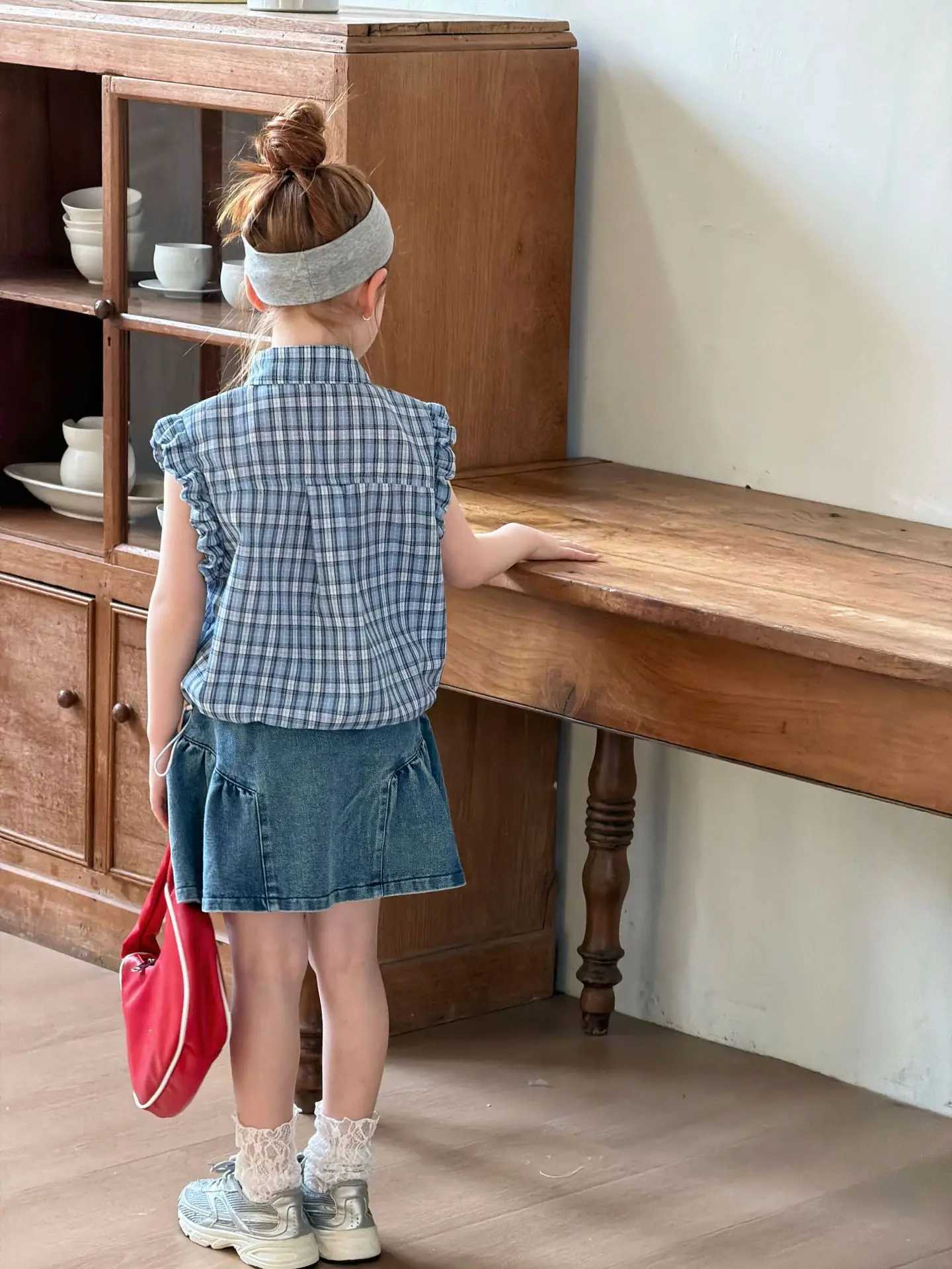 Girls Skirt 2026 Spring and Summer New Childrens Clothing Korean Style Girls Baby Fashion Flouncy Jeans Skirt Simple Daily H260407