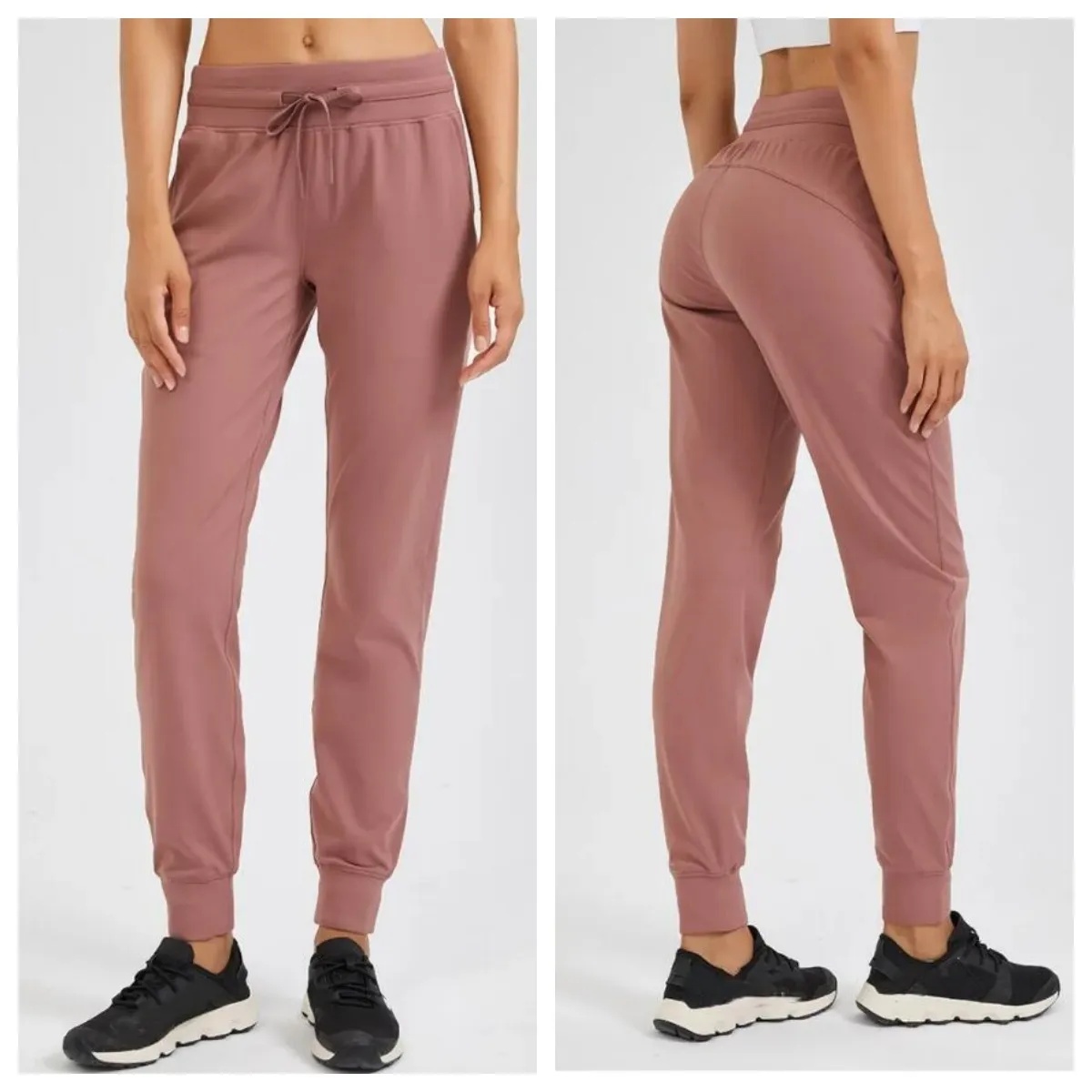 UUwomen- Yoga Wear Womens Jogging Pants Ready to Pull Rope Stretchy High Waist Training Strap Pants