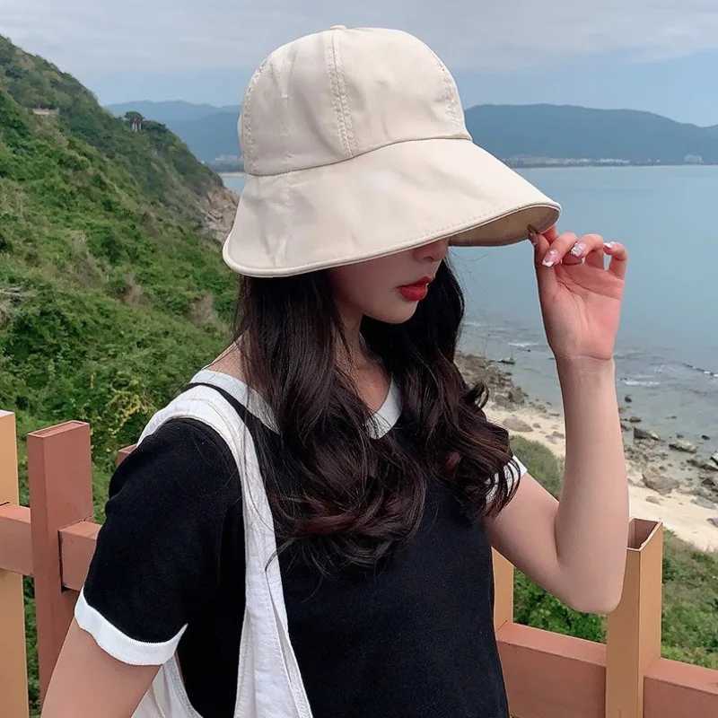 Korean version dome sunshade fisherman hat womens summer sunshade hat Velcro large brim basin hat H260407