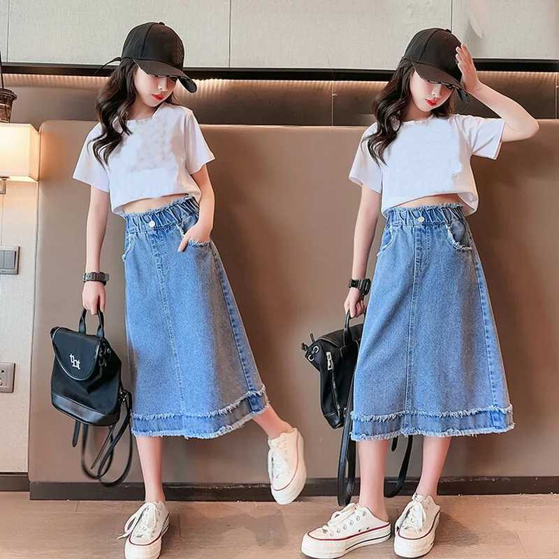 School Girls Denim Skirt Spring Summer New 2026 Casual Skirt for Children Fashion Teenage Kids Skirt 9 13 14 Years H260407