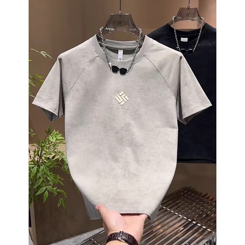 Luxury Brand Designer 2026 Summer New Fashion Trend Tie-Dye Short-Sleeve T-Shirt for Men Round Neck Top Casual Letter Embossed Half-Sleeve
