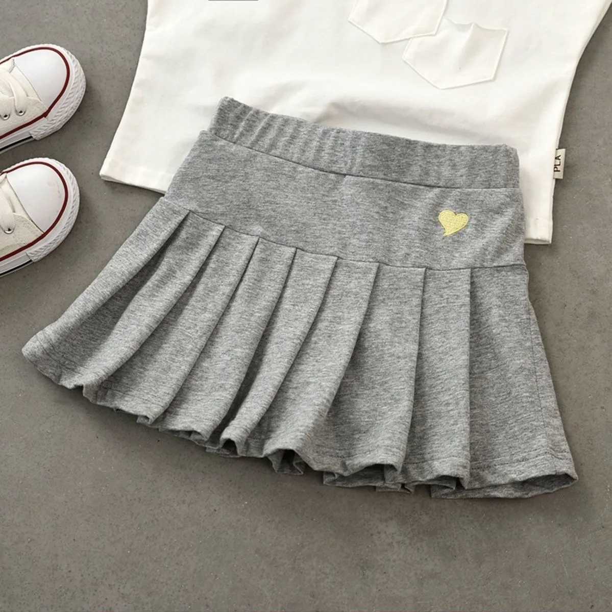 1pcs Four Season Children Cute Skirt Kid College Style Clothes Black A Line High Waist Mini Dress Student Pleate Skirt 100-170cm H260407