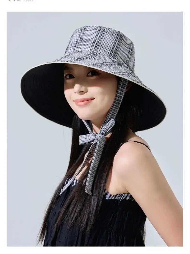 Korean-Style Girls Fisherman Hat Double-Sided Wide-Brimmed Sunshade Cap Foldable Sunhat Outdoor Accessory H260407
