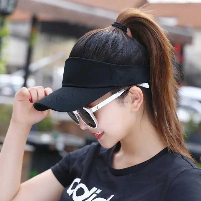 Summer Sun Hats Men Women Cotton Adjustable Visor UV Protection Top Empty Solid Sport Tennis Golf Running Sunscreen Baseball Cap H260407