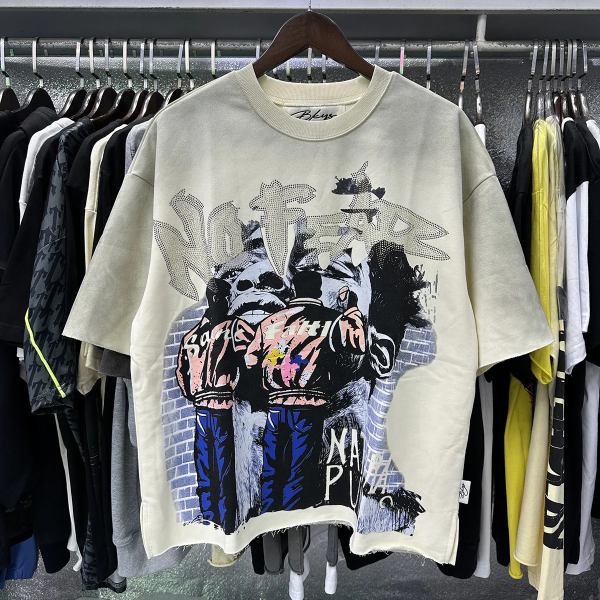 Shinning Bling Diamond Short Sleeve Cropped T-shirt for Men and Women Crew Neck Rhinestone Loose Cotton Summer Tshirts Oversized 260407