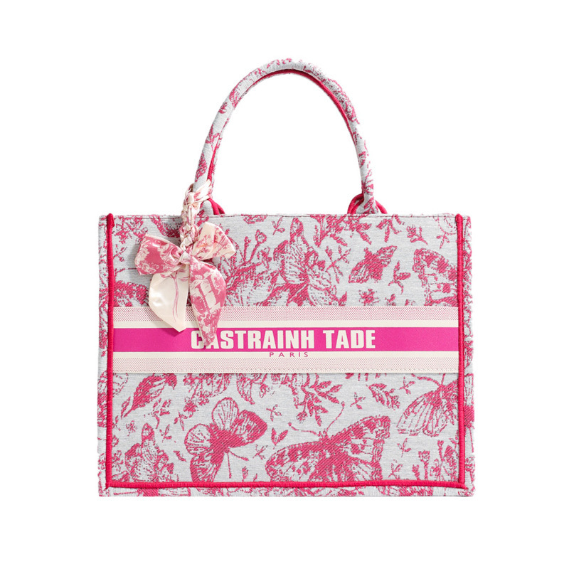 Vintage Butterfly Floral Print Canvas Tote Bag Set for Women Large & Mini Handbag, Retro Luxury Everyday Tote