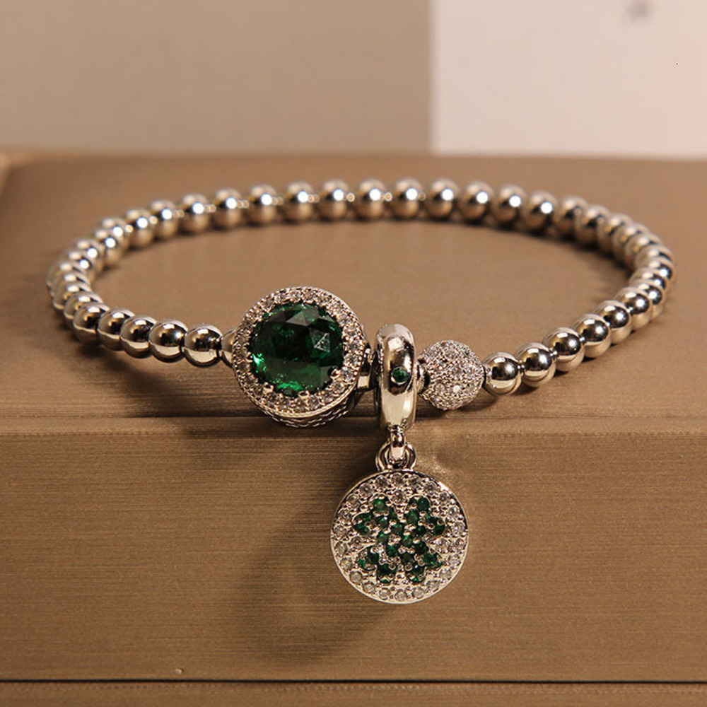 Bangle Luxury Brand Designer Jewelry Fashion Style Bracelet For Women Niche Light Luxury Micro-Inlaid Green Beads Exquisite Bracelet Gift