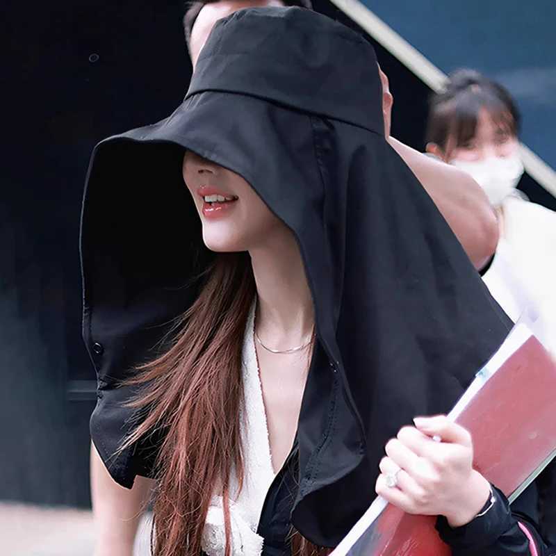 Full Face Sun Protection Hat Outdoor Women Summer Sunshade Visor Big Hat Fishing Hiking Travel Neckprotection Shawl Bucket Hats H260407