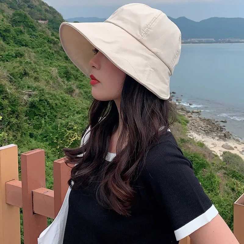 Korean version dome sunshade fisherman hat womens summer sunshade hat Velcro large brim basin hat H260407