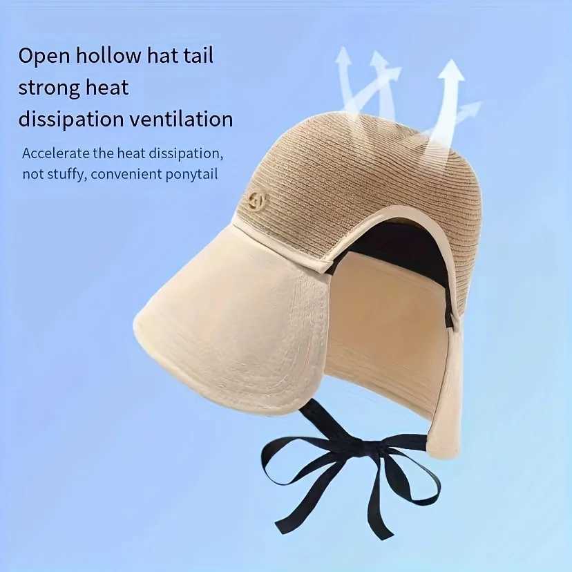 1pc Womens Versatile Patchwork Straw Hat with Pocket ScarfTravel Sunshade Dome Wide Brim Face Cover Bucket Hat for Beachparty H260407