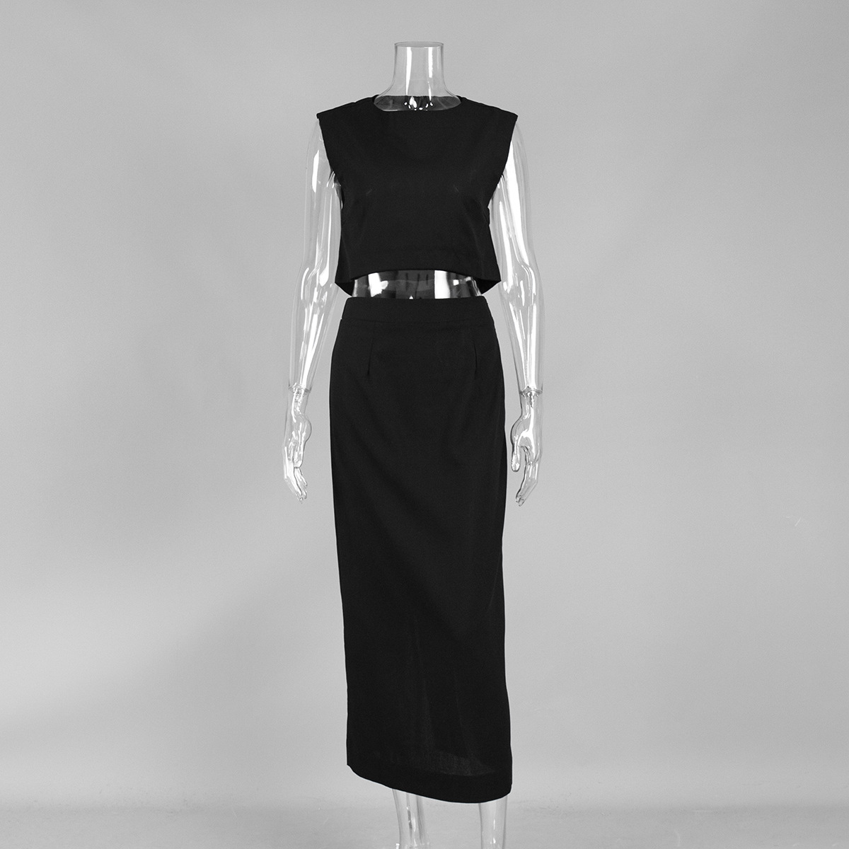 Summer Cotton Linen Vest Half Skirt 2-Piece Set Women's INS Chic Short Vest Casual Set Fashion Split Long Skirt Suits