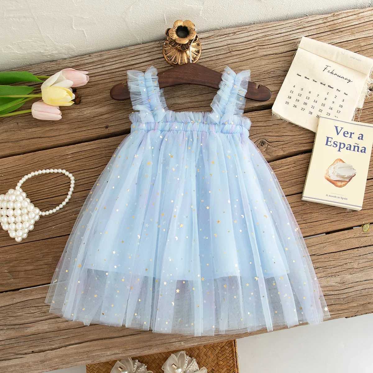 Baby Dresses Summer Colorful Sequins Mesh Baby Girl Dress Sweet Sling Girls Wedding Flower Girl Kids Dress Baby Girl Clothes H260407