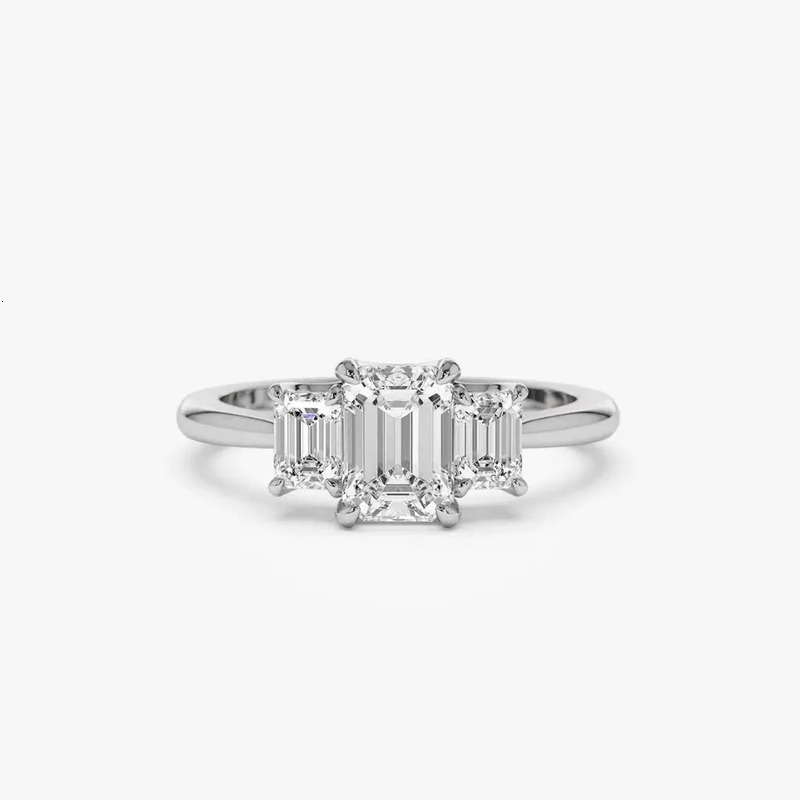 White Gold IGI Certificated Lab & Ring Grown Diamond 5CT Vintage Engagement Emerald Cut Ring