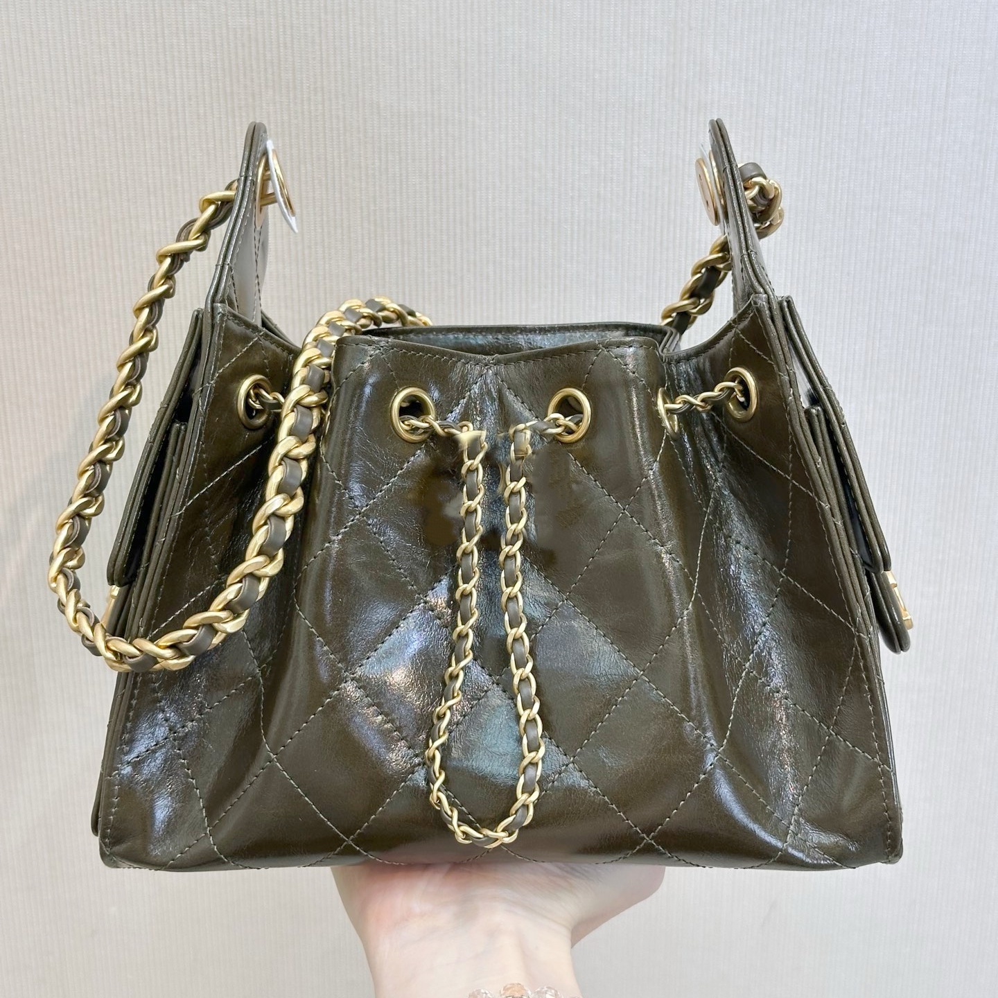 2026 25 Hobo Mirror Quality Designer Bag Shiny Dark Green Oil Wax Leather Purse Women Clutch Shoulder Luxury Quilted Wallet Mini Small Shopping Bags Handbag