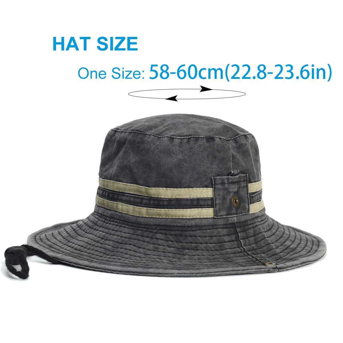 Fishing Hiking Sun Hat Men Women Boonie Hat Wide Brim Bucket Hat Outdoor Safari Summer Cap Cotton Bucket Hat H260407