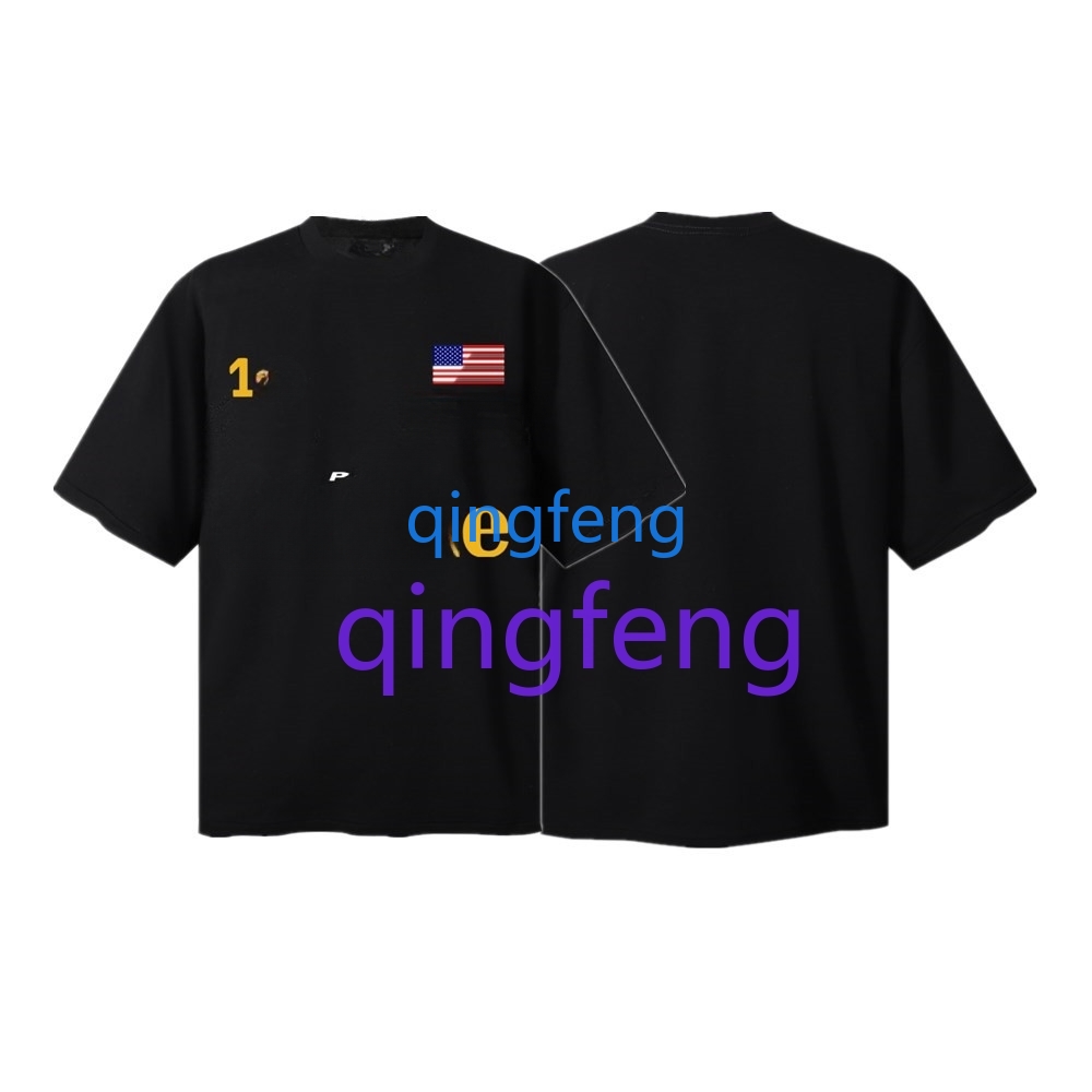 Summer casual 100% cotton T-shirt loose fitting geometric letter pattern printed short sleeved T-shirt for men and women American high street half sle