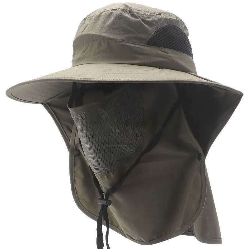 WEIHE Hats UV Protection Outdoor Hunting Fishing Cap For Men Women Hiking Camping Visor Bucket Hat Neck Flap Fisherman Hat H260407